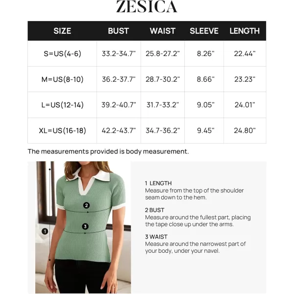 ZESICA Womens Short Sleeve V Neck T Shirts 2024 Summer Ribbed Knit Slim Fitted Basic Solid Color Tee TopsLight Green
