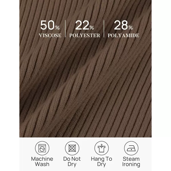 ZESICA Womens Short Sleeve V Neck T Shirts 2024 Summer Ribbed Knit Slim Fitted Basic Solid Color Tee TopsMocha