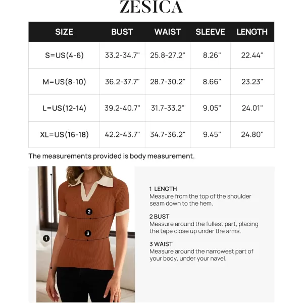 ZESICA Womens Short Sleeve V Neck T Shirts 2024 Summer Ribbed Knit Slim Fitted Basic Solid Color Tee TopsRust