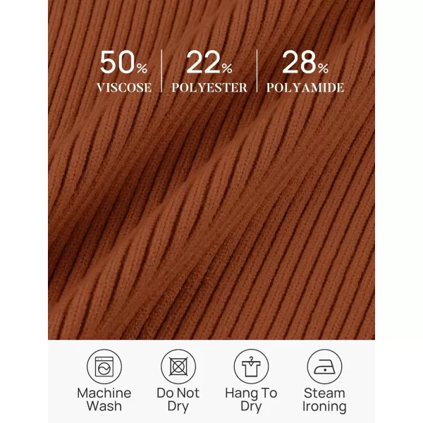 ZESICA Womens Short Sleeve V Neck T Shirts 2024 Summer Ribbed Knit Slim Fitted Basic Solid Color Tee TopsRust