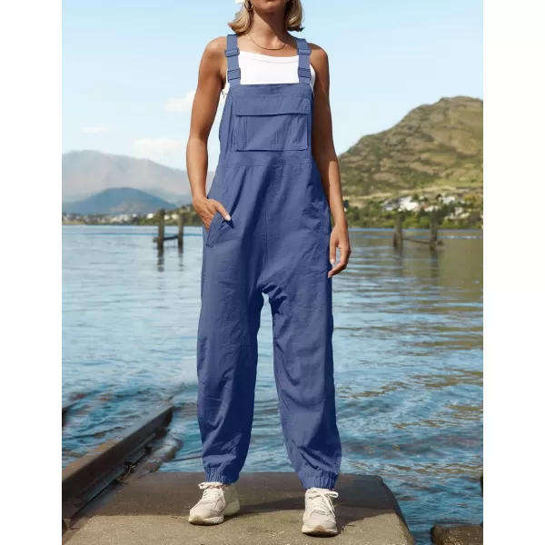 imageZESICA Womens Sleeveless Overalls Jumpsuit Casual Loose Adjustable Straps Bib Long Pant Jumpsuits with PocketsDusty Blue