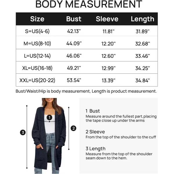 imageZESICA Womens 2024 Fall Long Batwing Sleeve Open Front Chunky Knit Cardigan SweaterNavy