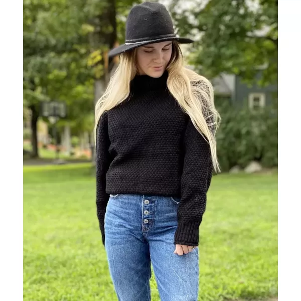 imageZESICA Womens 2024 Turtleneck Batwing Sleeve Loose Oversized Chunky Knitted Pullover Sweater Jumper TopsBlack