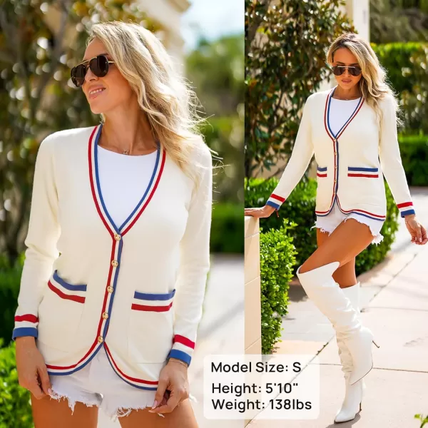 imageZESICA Womens 2024 Color Block Cardigan Sweaters Long Sleeve Button Down Open Front Coatigan with PocketsApricot