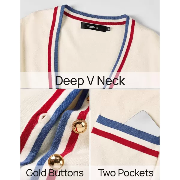 imageZESICA Womens 2024 Color Block Cardigan Sweaters Long Sleeve Button Down Open Front Coatigan with PocketsApricot