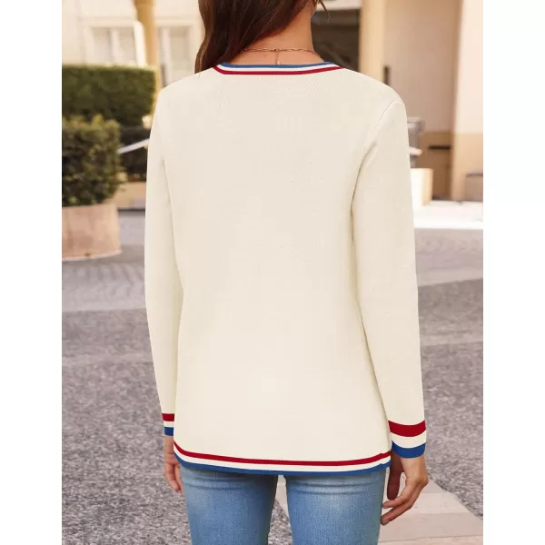 imageZESICA Womens 2024 Color Block Cardigan Sweaters Long Sleeve Button Down Open Front Coatigan with PocketsApricot