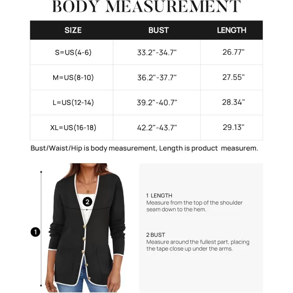 imageZESICA Womens 2024 Color Block Cardigan Sweaters Long Sleeve Button Down Open Front Coatigan with PocketsBlack
