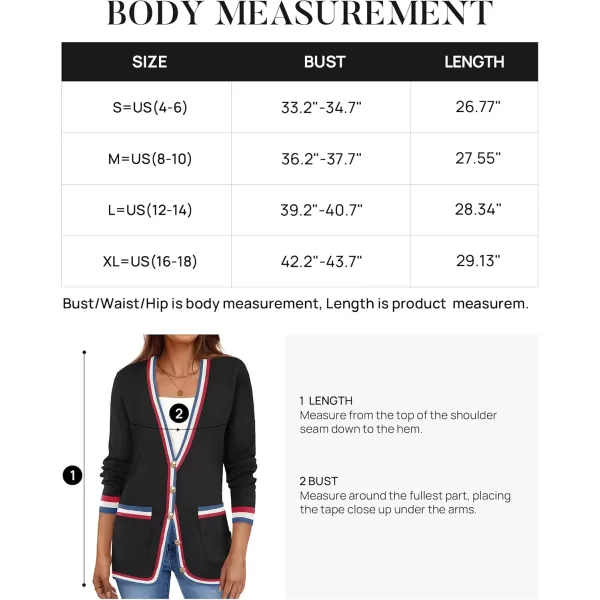 imageZESICA Womens 2024 Color Block Cardigan Sweaters Long Sleeve Button Down Open Front Coatigan with PocketsEbony