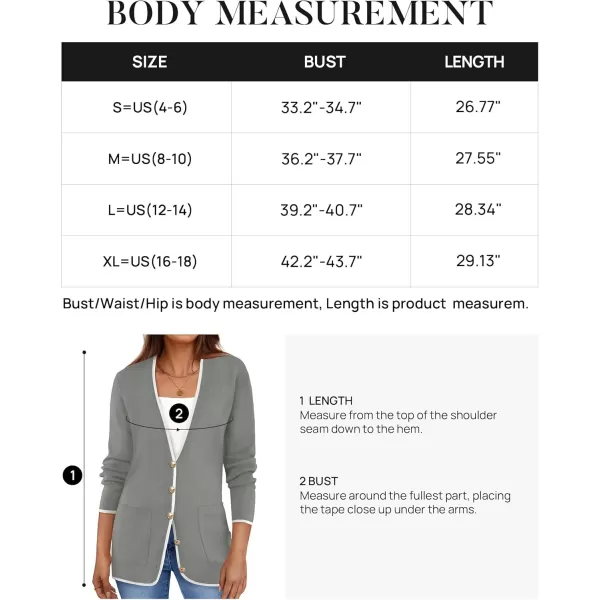 imageZESICA Womens 2024 Color Block Cardigan Sweaters Long Sleeve Button Down Open Front Coatigan with PocketsGrey