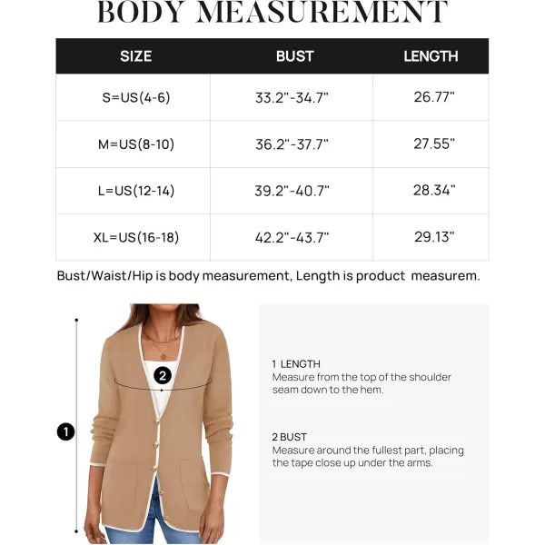 imageZESICA Womens 2024 Color Block Cardigan Sweaters Long Sleeve Button Down Open Front Coatigan with PocketsKhaki