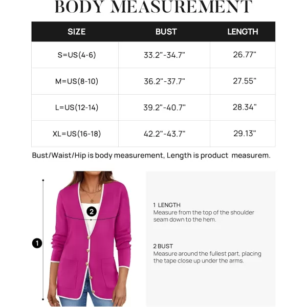 imageZESICA Womens 2024 Color Block Cardigan Sweaters Long Sleeve Button Down Open Front Coatigan with PocketsRose