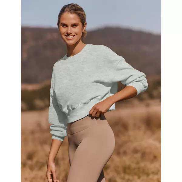 imageZESICA Womens 2024 Crop Sweatshirts Casual Long Sleeve Crewneck Solid Color Y2K Fleece Loose Pullover Sweatshirt TopsGrey