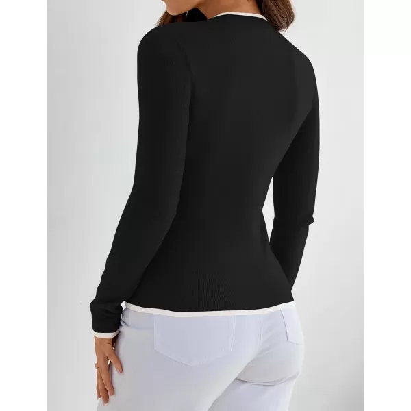 imageZESICA Womens Long Sleeve Crewneck Shirts 2024 Fall Knit Slim Fitted Casual Basic Tee Sweater TopsBlack