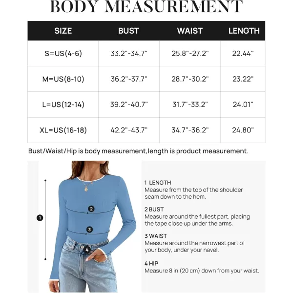 imageZESICA Womens Long Sleeve Crewneck Shirts 2024 Fall Knit Slim Fitted Casual Basic Tee Sweater TopsBlue