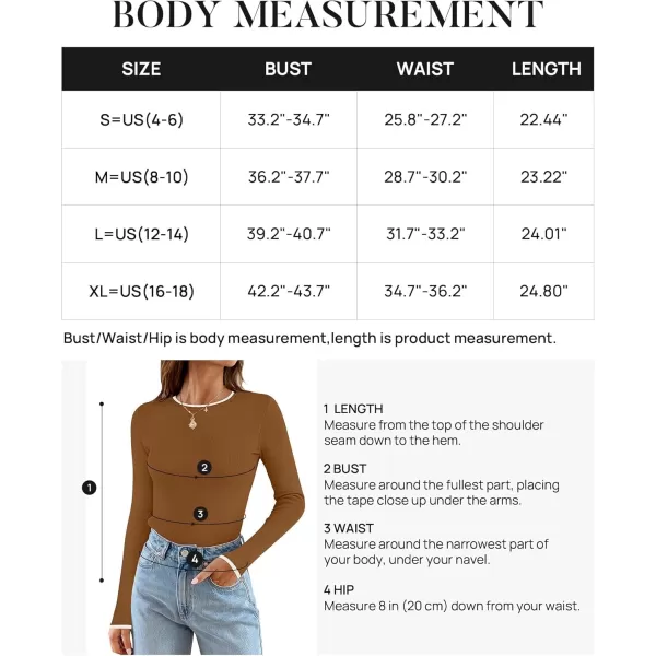 imageZESICA Womens Long Sleeve Crewneck Shirts 2024 Fall Knit Slim Fitted Casual Basic Tee Sweater TopsBrown