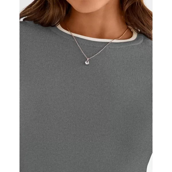imageZESICA Womens Long Sleeve Crewneck Shirts 2024 Fall Knit Slim Fitted Casual Basic Tee Sweater TopsGrey