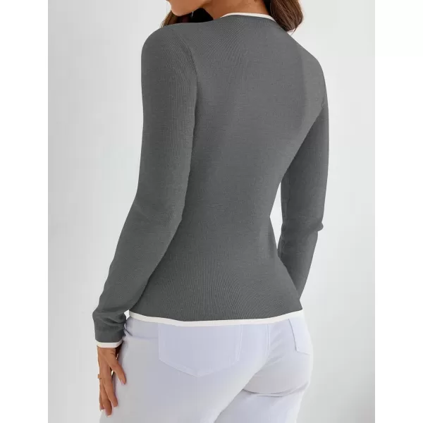 imageZESICA Womens Long Sleeve Crewneck Shirts 2024 Fall Knit Slim Fitted Casual Basic Tee Sweater TopsGrey