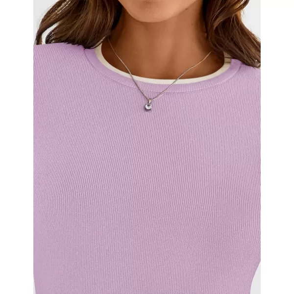 imageZESICA Womens Long Sleeve Crewneck Shirts 2024 Fall Knit Slim Fitted Casual Basic Tee Sweater TopsPurple