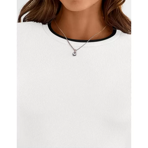 imageZESICA Womens Long Sleeve Crewneck Shirts 2024 Fall Knit Slim Fitted Casual Basic Tee Sweater TopsWhite