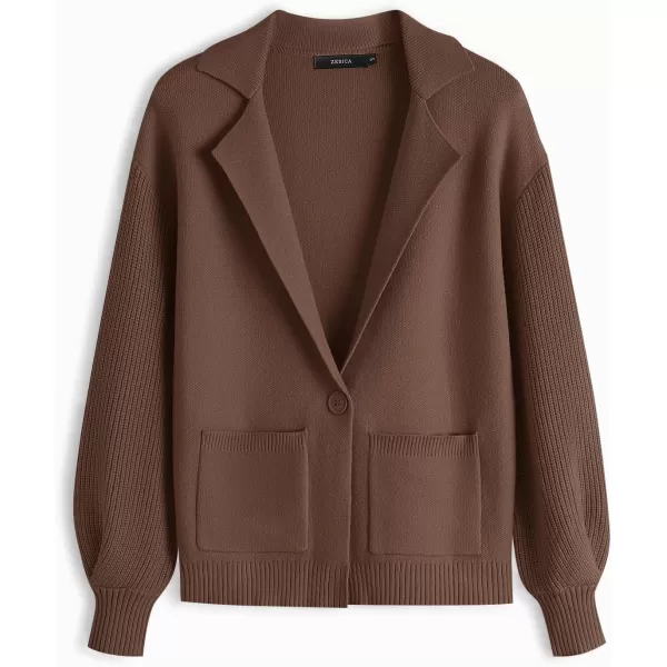 imageZESICA Womens Long Sleeve Open Front Lapel Oversized Knit Cardigan Sweater Coat Outerwear with Pockets
