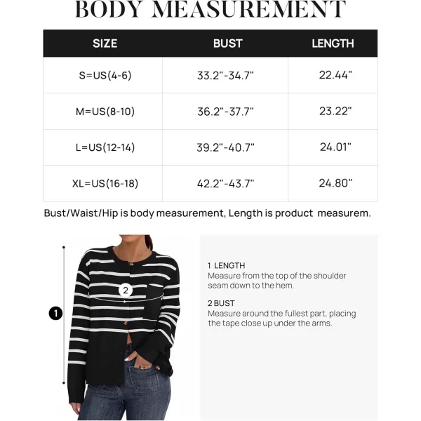 imageZESICA Womens Striped Cardigan Sweaters 2024 Fall Long Sleeve Open Front Button Down Knit Outerwear Coat Trendy ClothesBlack