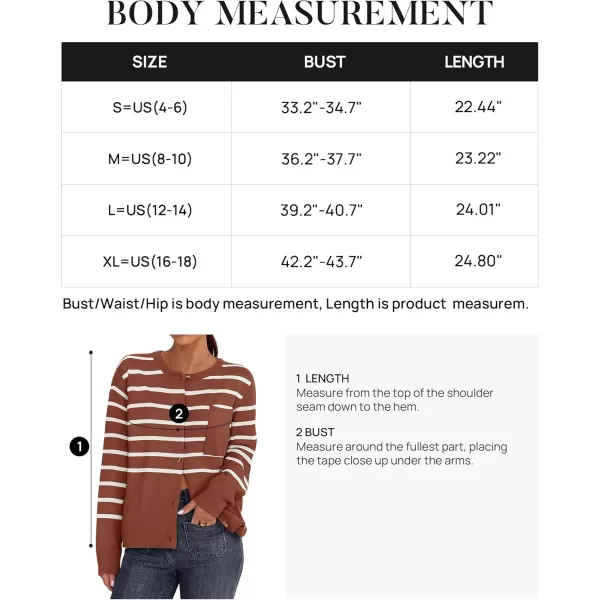 imageZESICA Womens Striped Cardigan Sweaters 2024 Fall Long Sleeve Open Front Button Down Knit Outerwear Coat Trendy ClothesBrown