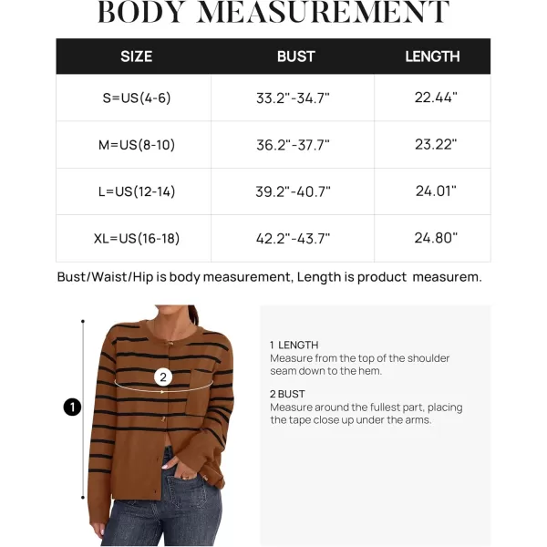 imageZESICA Womens Striped Cardigan Sweaters 2024 Fall Long Sleeve Open Front Button Down Knit Outerwear Coat Trendy ClothesCaramel
