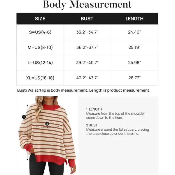 imageZESICA Womens Striped Sweaters 2024 Casual Long Sleeve Mock Neck Contrast Color Comfy Loose Knit Pullover TopsBrown