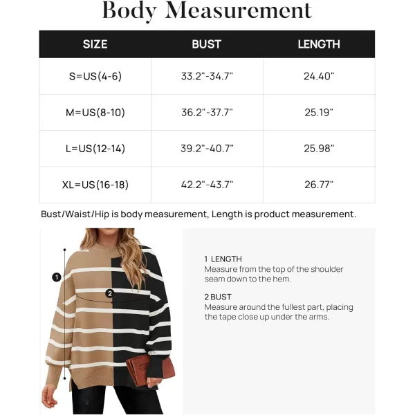 imageZESICA Womens Striped Sweaters 2024 Casual Long Sleeve Mock Neck Contrast Color Comfy Loose Knit Pullover TopsKhaki