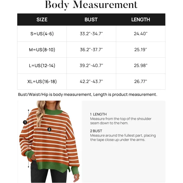 imageZESICA Womens Striped Sweaters 2024 Casual Long Sleeve Mock Neck Contrast Color Comfy Loose Knit Pullover TopsOrange
