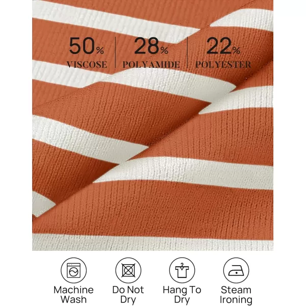 imageZESICA Womens Striped Sweaters 2024 Casual Long Sleeve Mock Neck Contrast Color Comfy Loose Knit Pullover TopsOrange