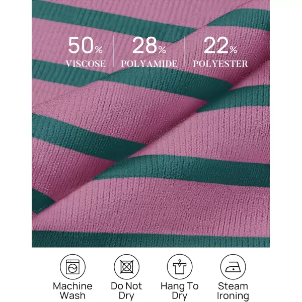 imageZESICA Womens Striped Sweaters 2024 Casual Long Sleeve Mock Neck Contrast Color Comfy Loose Knit Pullover TopsPurple