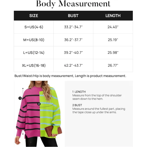 imageZESICA Womens Striped Sweaters 2024 Casual Long Sleeve Mock Neck Contrast Color Comfy Loose Knit Pullover TopsRose