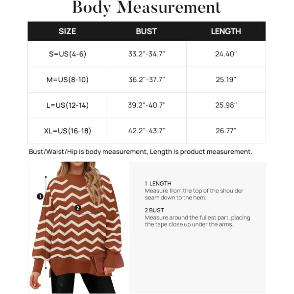 imageZESICA Womens Striped Sweaters 2024 Casual Long Sleeve Mock Neck Contrast Color Comfy Loose Knit Pullover TopsRust