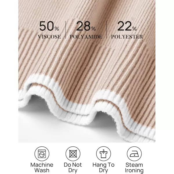 imageZESICA Womens Striped Sweaters 2024 Casual Long Sleeve Mock Neck Contrast Color Comfy Loose Knit Pullover TopsSand