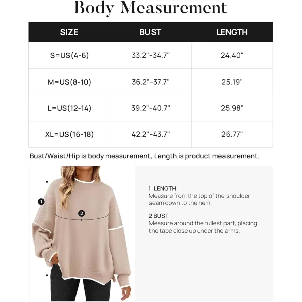 imageZESICA Womens Striped Sweaters 2024 Casual Long Sleeve Mock Neck Contrast Color Comfy Loose Knit Pullover TopsSand