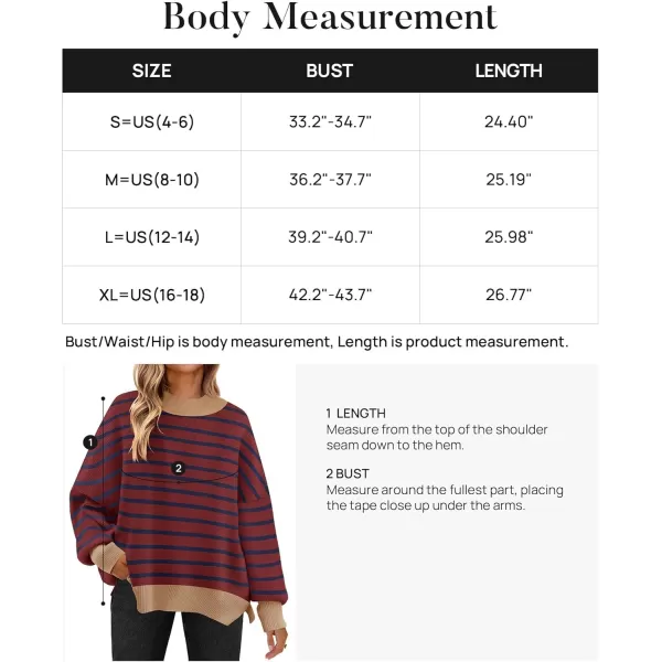 imageZESICA Womens Striped Sweaters 2024 Casual Long Sleeve Mock Neck Contrast Color Comfy Loose Knit Pullover TopsWine