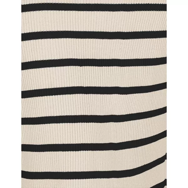 imageZESICA Womens Summer Square Neck Bodycon Midi Dresses 2024 Casual Sleeveless Ribbed Knit Striped Beach Vacation Long DressApricot