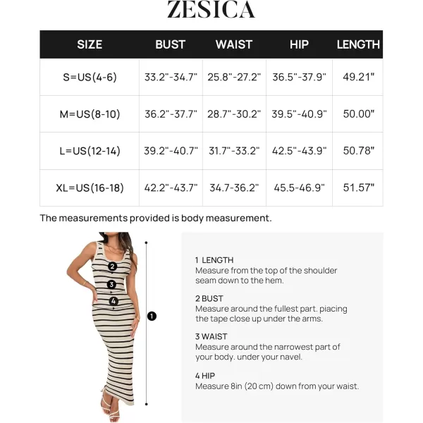 imageZESICA Womens Summer Square Neck Bodycon Midi Dresses 2024 Casual Sleeveless Ribbed Knit Striped Beach Vacation Long DressApricot