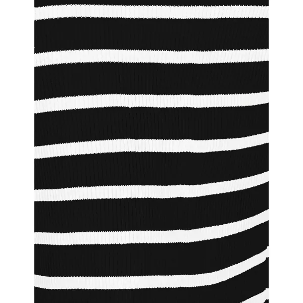 imageZESICA Womens Summer Square Neck Bodycon Midi Dresses 2024 Casual Sleeveless Ribbed Knit Striped Beach Vacation Long DressBlack