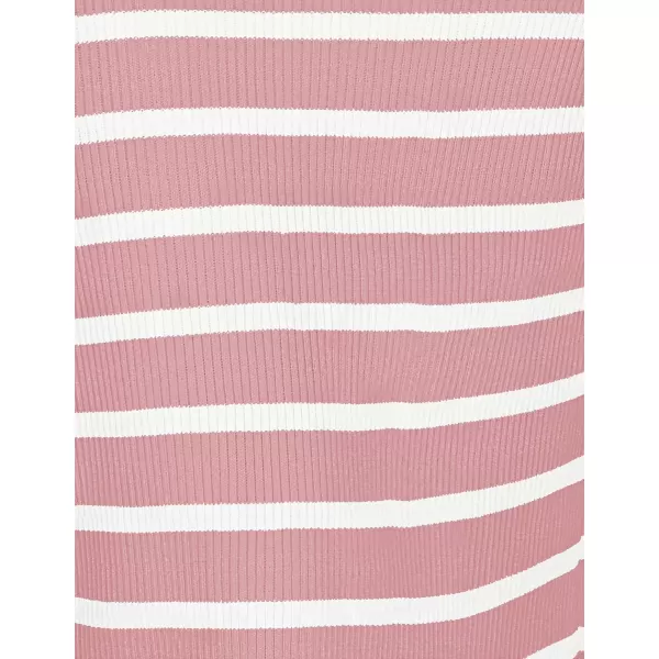 imageZESICA Womens Summer Square Neck Bodycon Midi Dresses 2024 Casual Sleeveless Ribbed Knit Striped Beach Vacation Long DressPink