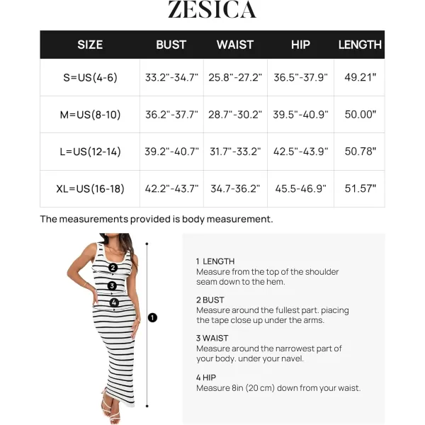 imageZESICA Womens Summer Square Neck Bodycon Midi Dresses 2024 Casual Sleeveless Ribbed Knit Striped Beach Vacation Long DressWhite