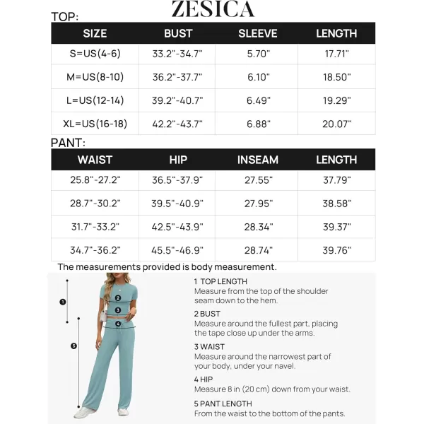 imageZESCA Womens 2 Piece Lounge Sets Casual Y2K Outfits Short Sleeve Crop Top Pants Comfy LoungewearBlue