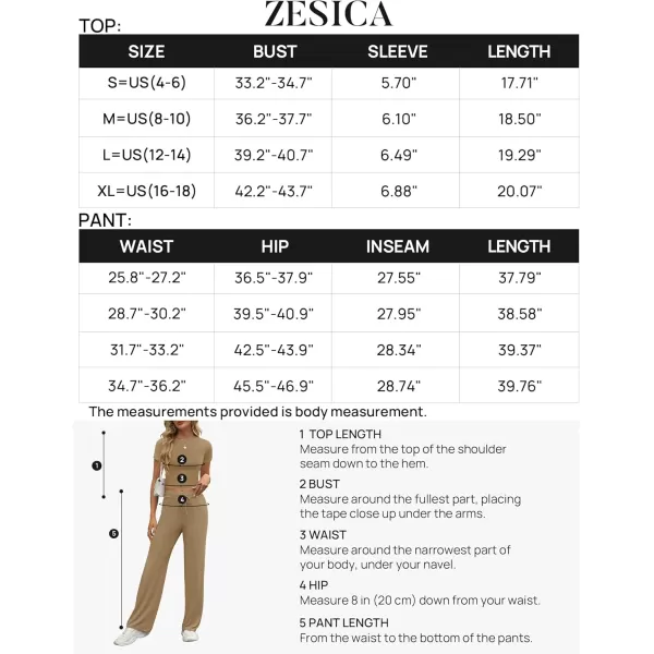 imageZESCA Womens 2 Piece Lounge Sets Casual Y2K Outfits Short Sleeve Crop Top Pants Comfy LoungewearBrown