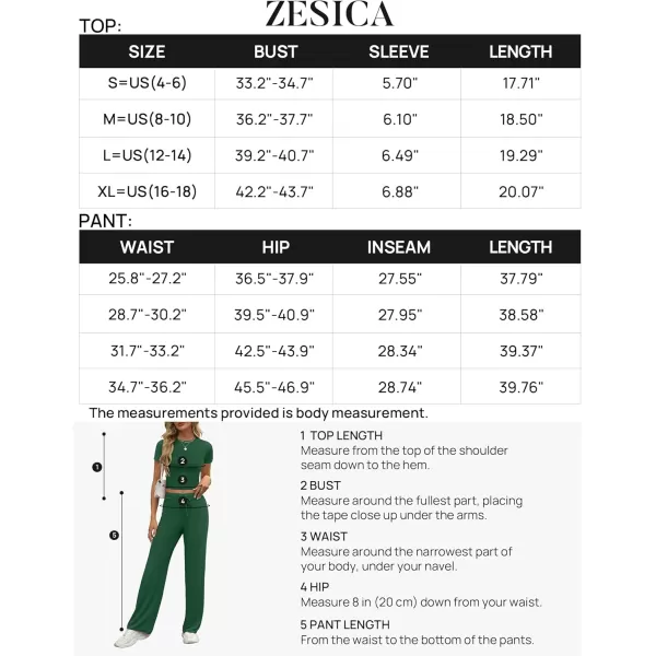 imageZESCA Womens 2 Piece Lounge Sets Casual Y2K Outfits Short Sleeve Crop Top Pants Comfy LoungewearGreen