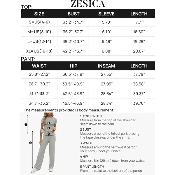 imageZESCA Womens 2 Piece Lounge Sets Casual Y2K Outfits Short Sleeve Crop Top Pants Comfy LoungewearGrey