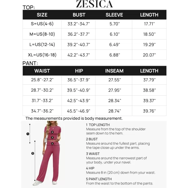 imageZESCA Womens 2 Piece Lounge Sets Casual Y2K Outfits Short Sleeve Crop Top Pants Comfy LoungewearHot Pink