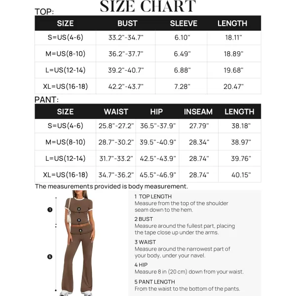 imageZESCA Womens 2 Piece Outfits Lounge Sets Causal Short Sleeve Knit Crop Top High Waist Flare Pants TracksuitsKhaki