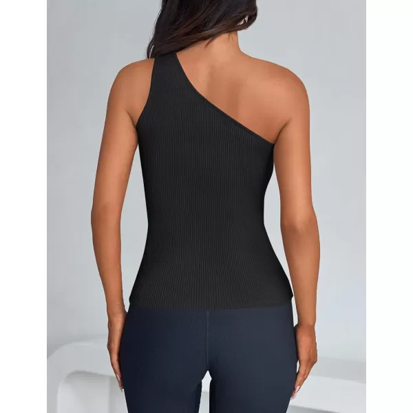 imageZESICA One Shoulder Tops for Women Sleeveless Summer Top Cut Out T Shirt Ribbed Knit Basic Tank Slim Fit 2024 Fashion