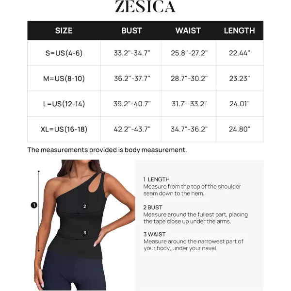 imageZESICA One Shoulder Tops for Women Sleeveless Summer Top Cut Out T Shirt Ribbed Knit Basic Tank Slim Fit 2024 Fashion